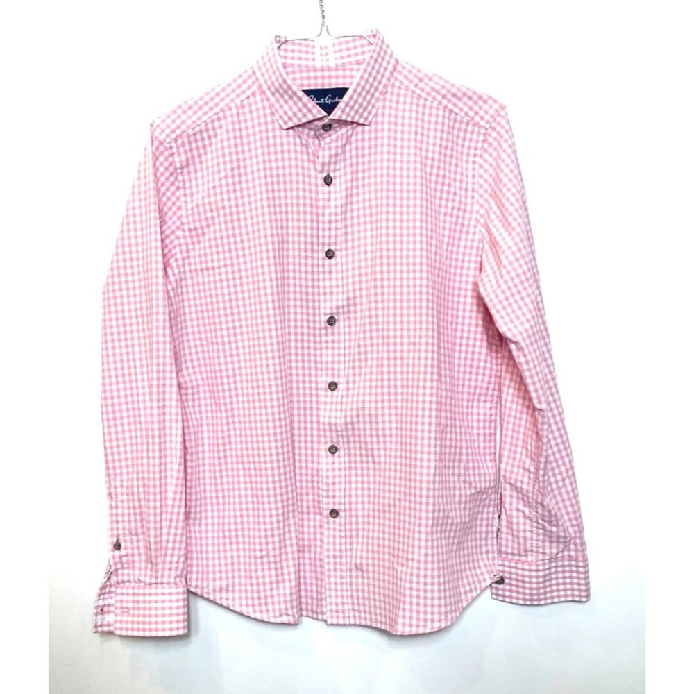 Robert Graham Pink White Gingham Check Collared Tailored Fit Button Down Large